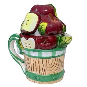 Vintage Teapot Apple Basket by Young’s 1998 Collectible Decor Creamer Red 1 Cup